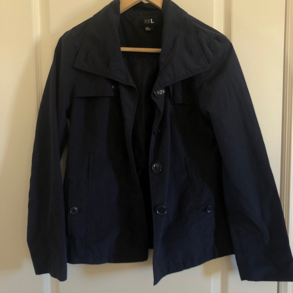 Navy blue trench jacket